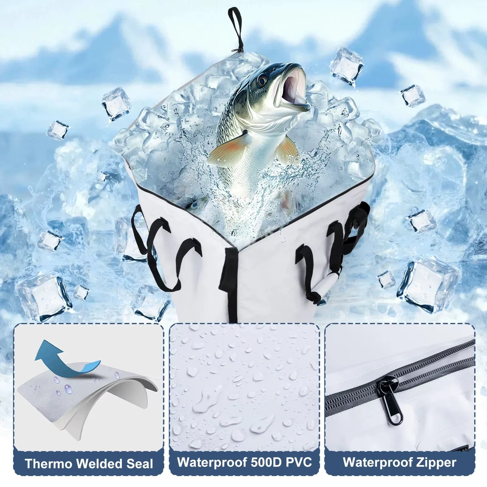 Nevera de pesca Goture impermeable PVC 500D con regla medición - imagen 4