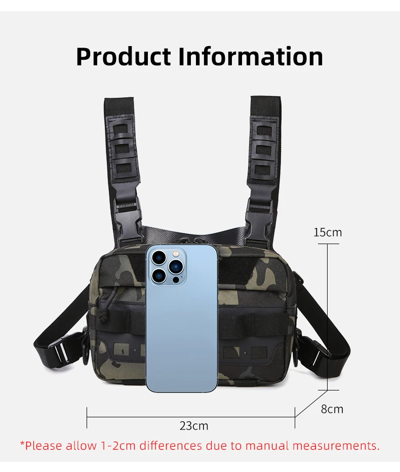 Bolsa de pesca con diseño de camuflaje y múltiples compartimentos
