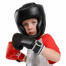 Casco de boxeo PU acolchado grueso ajustable con protección completa