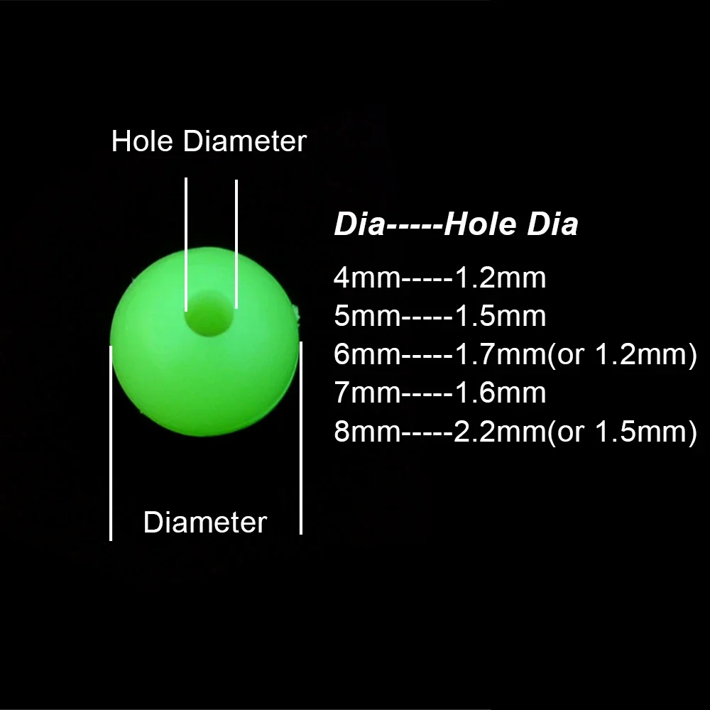 Detalle de cuentas luminosas y tubo de silicona