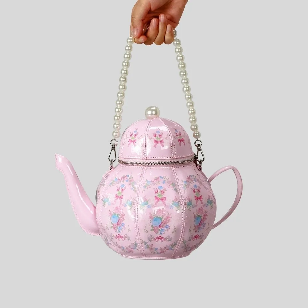 Bolsa de Pesca Bandolera Vintage en Cuero PU con Cadena Perlas - imagen 3