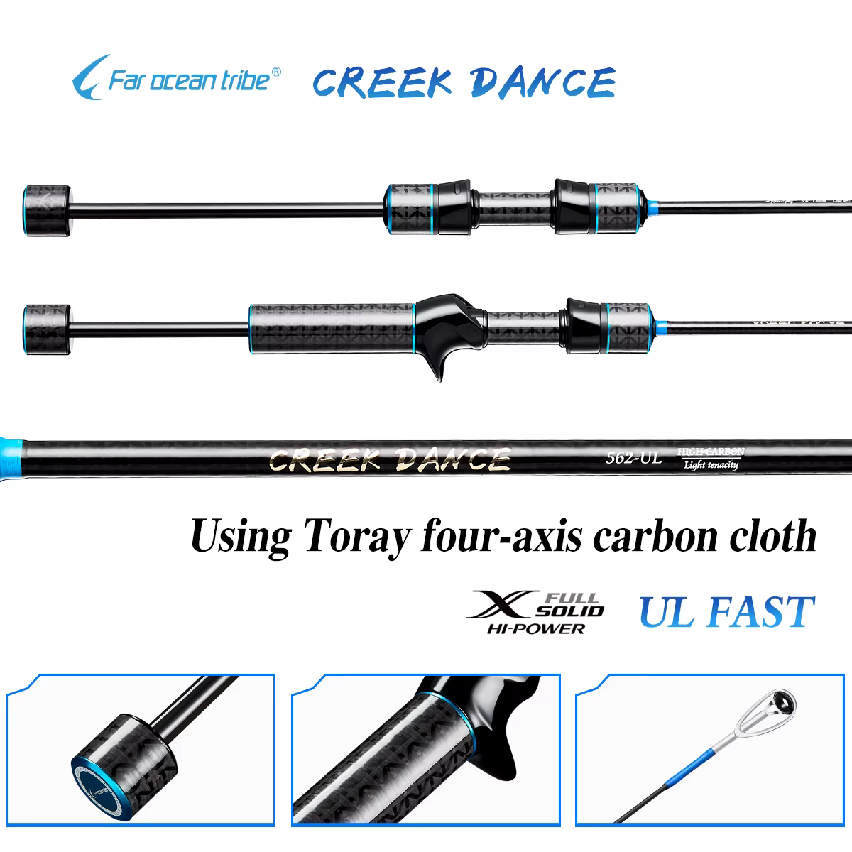 Creek Dance – Caña ultralight carbono para trucha, fundición punta sólida - imagen 4