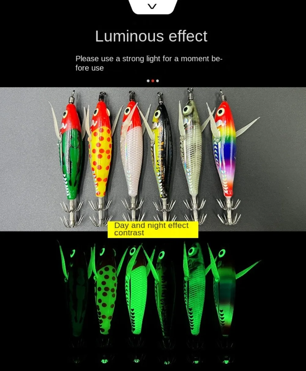 Muestra de los seis colores disponibles del señuelo