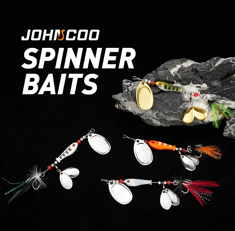 Set de señuelos de pesca JOHNCOO con cucharas metálicas, spinnerbaits y crankbaits