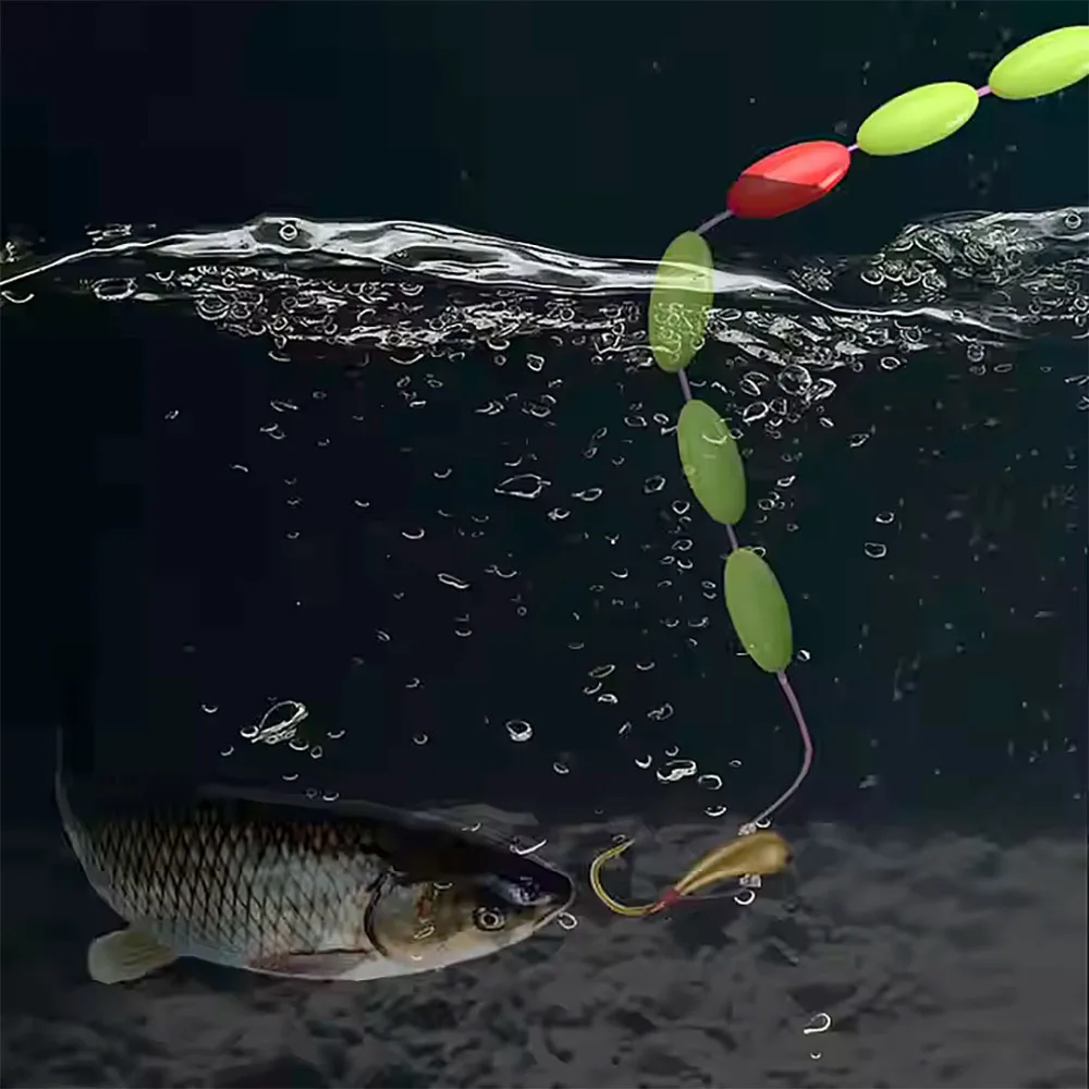 MNFT Tapones flotantes ovalados para corcho de pesca – Amarillo/Rojo - imagen 3