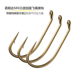 Anzuelos pesca en seco Mustad 3XH con púas bronce para trucha