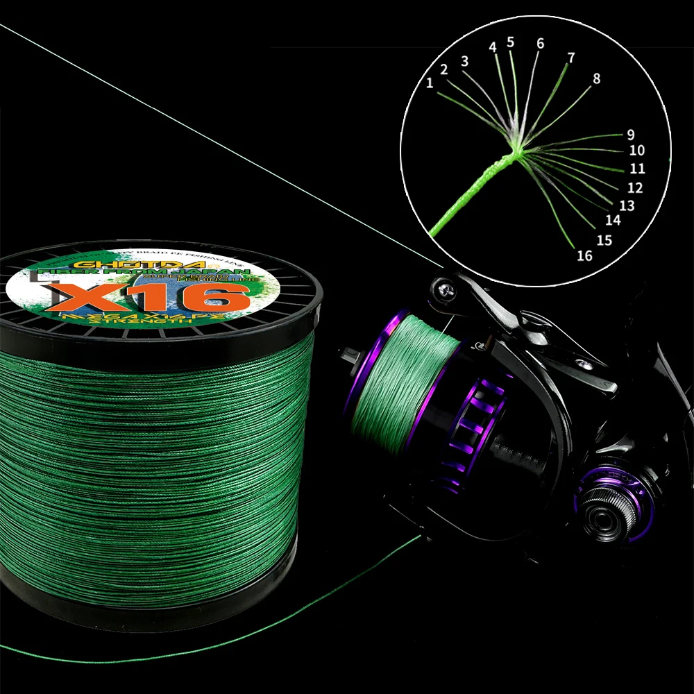 Sedal trenzado multifilamento 16 hebras para pesca fuerte - imagen 4