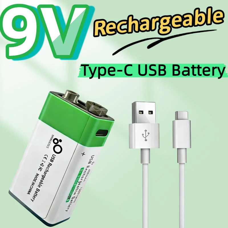 Batería recargable 9V litio USB-C WHITECRANE