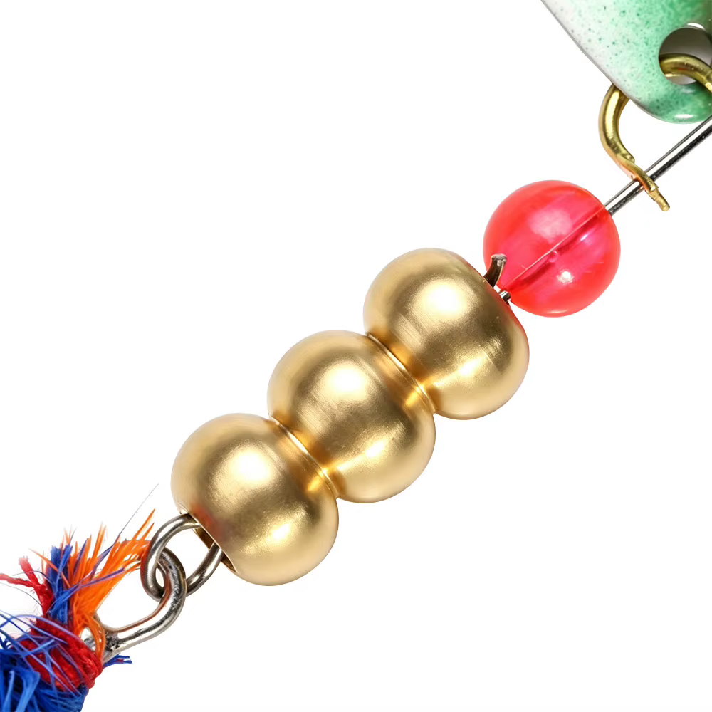 Cuchara ondulante metálica con anzuelo triple de plumas para lucio - imagen 2