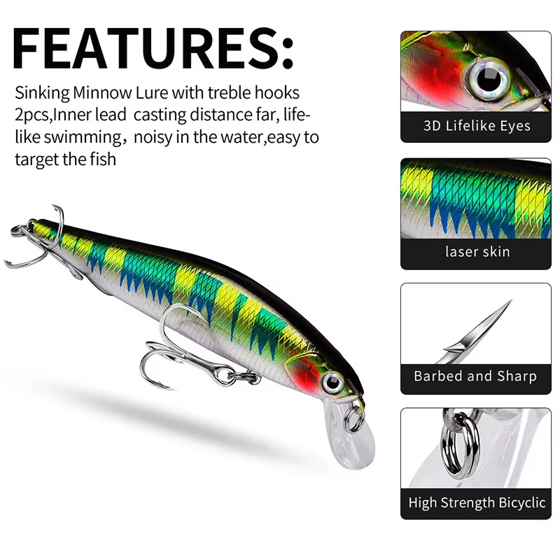 Minnow wobbler con hundimiento lento – Sistema magnético - imagen 2