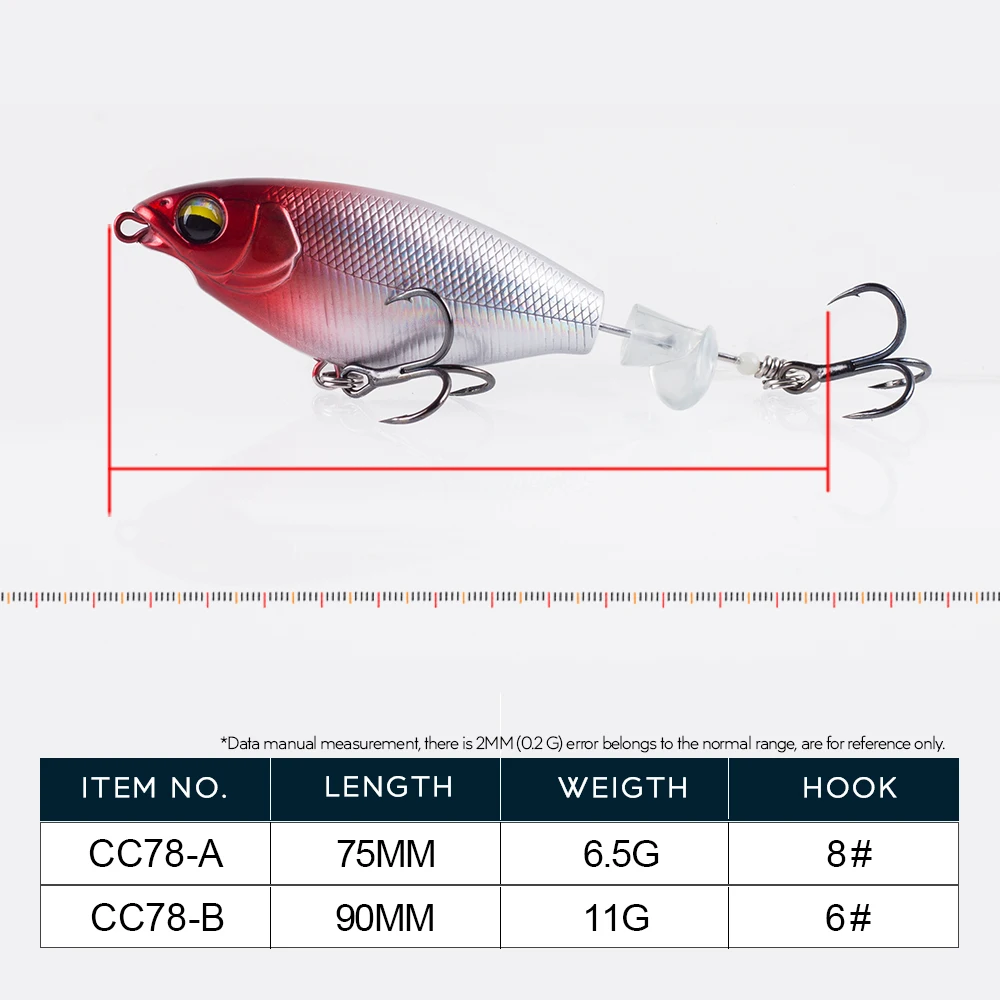 Haanlin 90mm Popper flotante Lucio – Doble hélice cola giratoria - imagen 5