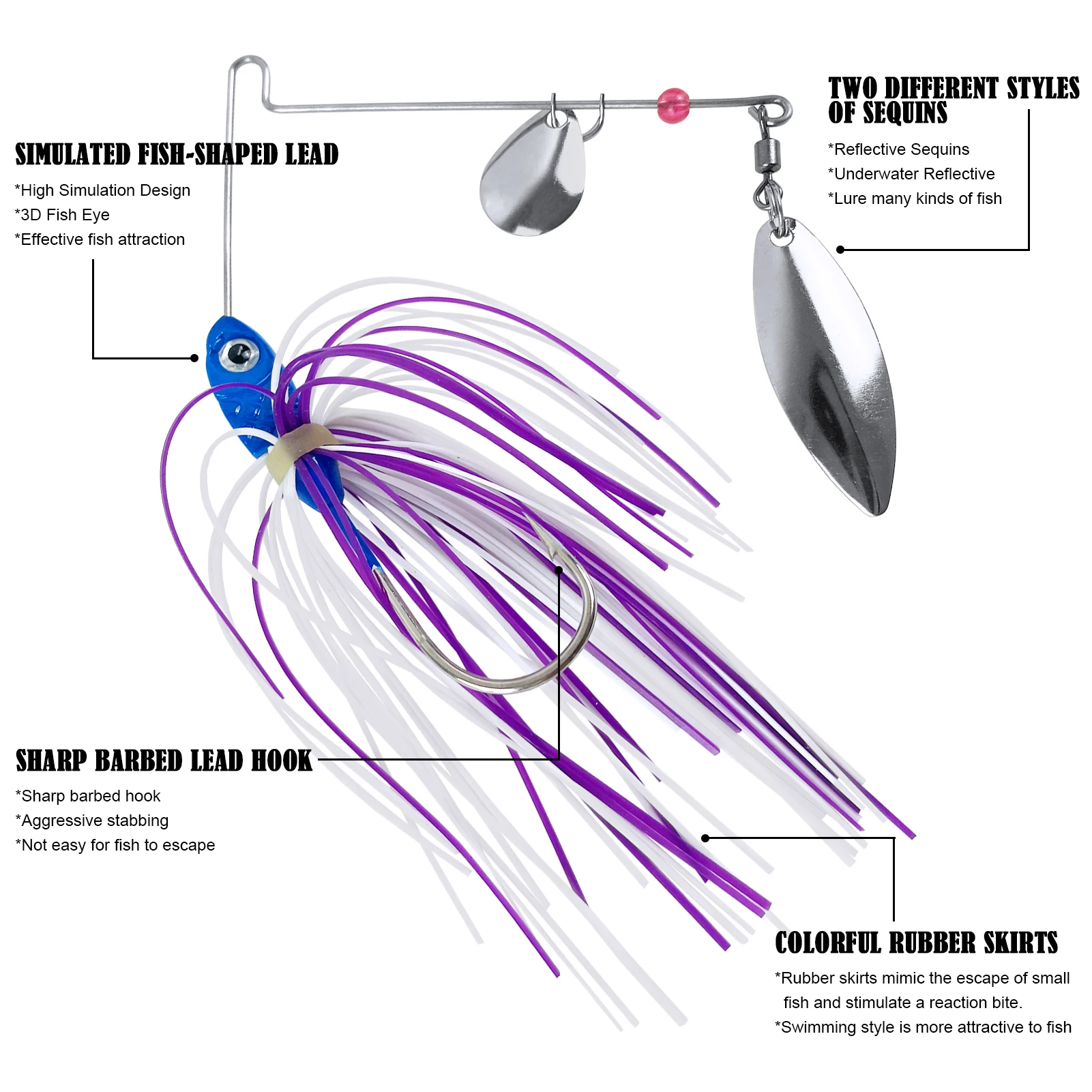 Señuelos Buzzbait FREE FISHER para lubina con faldas de goma - imagen 5