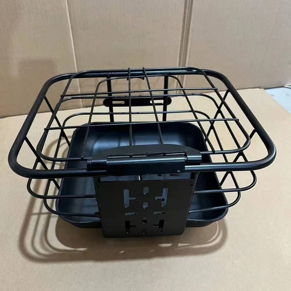 Cesta delantera colgante ajustable de acero para bici eléctrica
