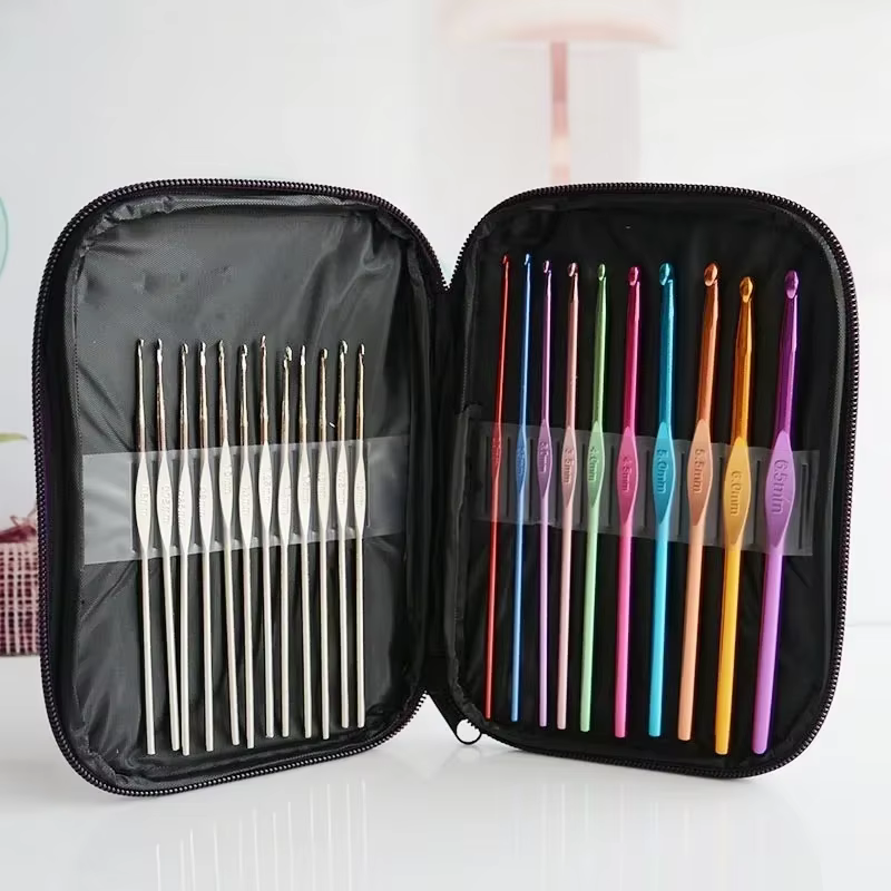 Agujas de tejer ergonómicas de aluminio multicolor - imagen 3