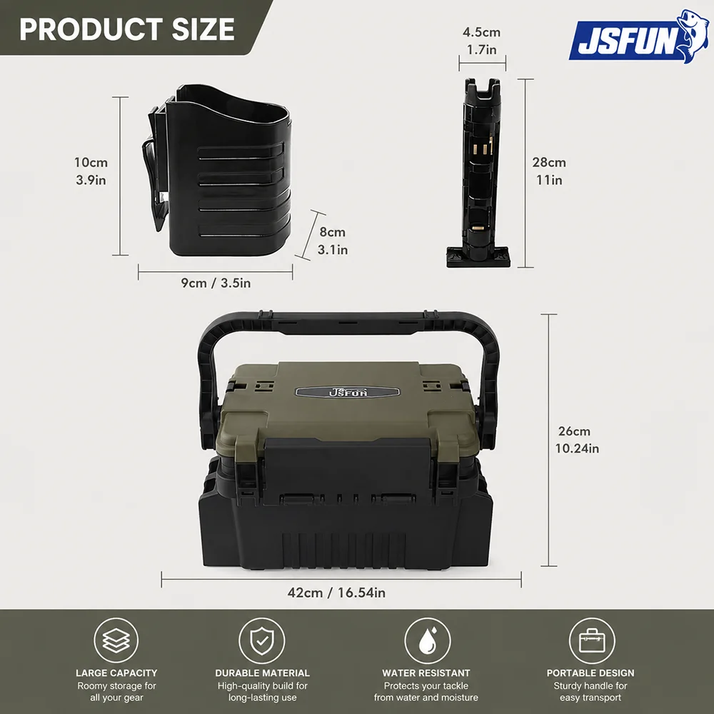 JSFUN Caja organizadora de aparejos con soportes para cañas - imagen 5