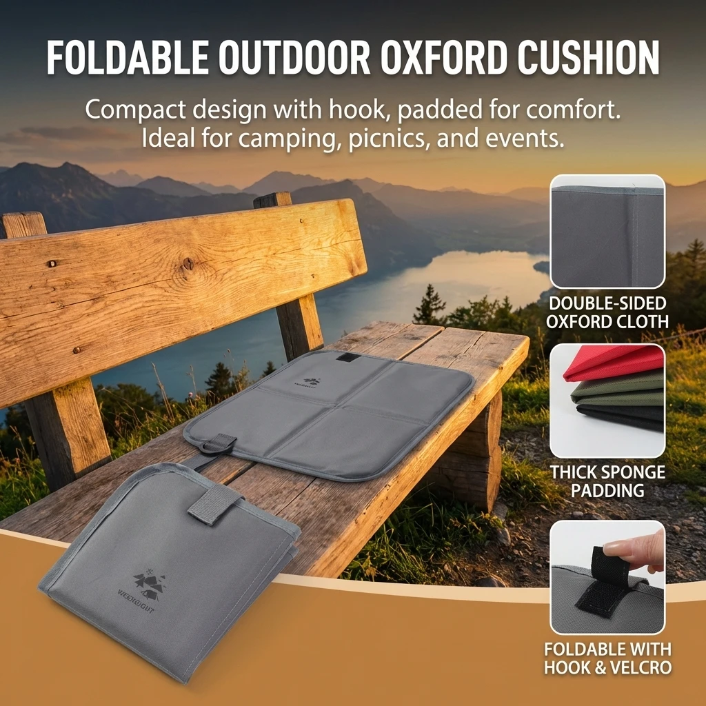 Cojín de asiento plegable impermeable Oxford grueso portátil - imagen 3