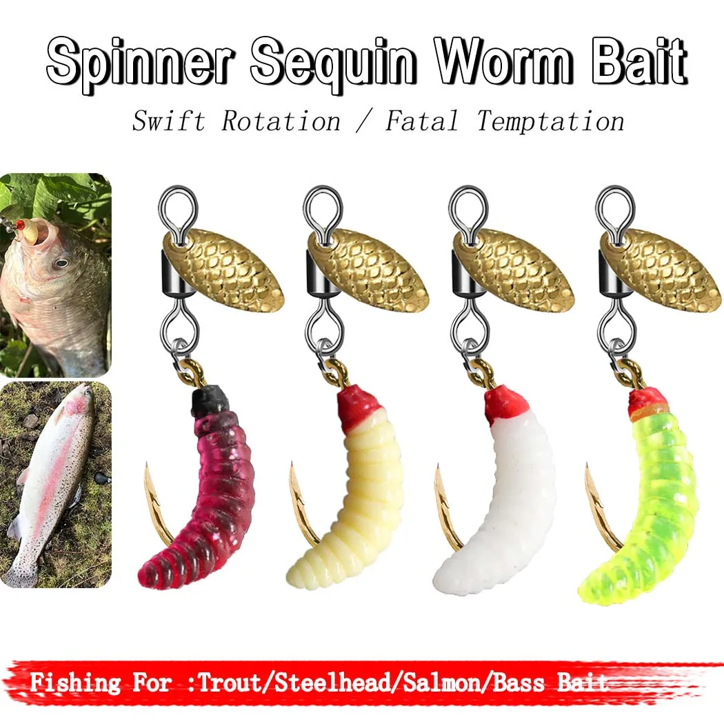 Señuelo spinner lentejuelas para trucha y salmón – gancho de acero - imagen 4