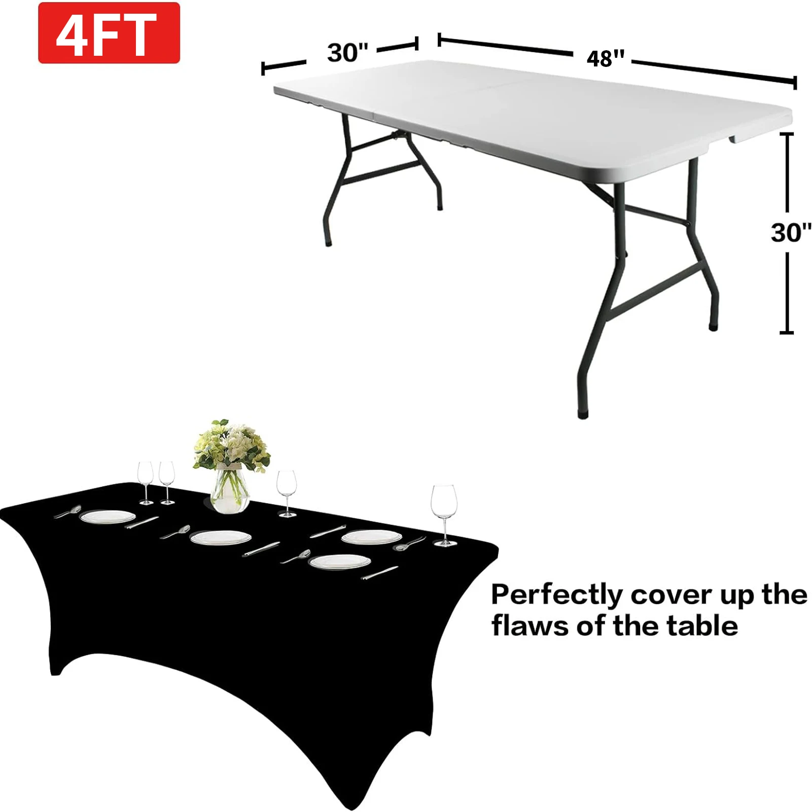 Mantel elástico de spandex ajustado a mesa rectangular