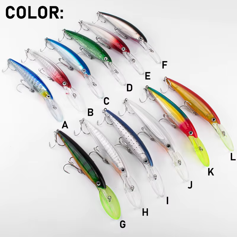 Señuelo buceo profundo Minnow cebo duro para trolling lubina y agua salada - imagen 3