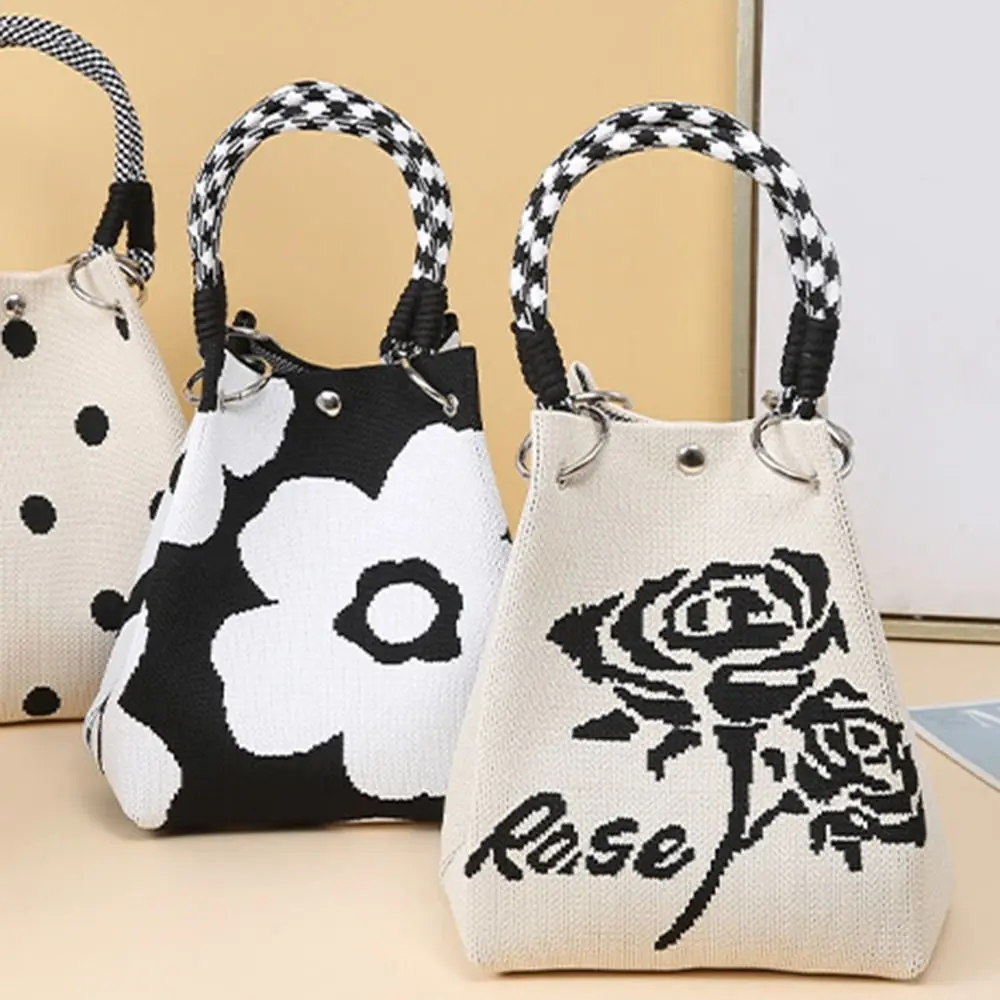 Bolso de cubo tejido con diseño infantil y asa bandolera portátil - imagen 4