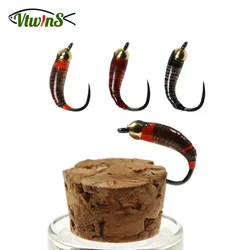 Vtwins Caddis Larva señuelo mosca pavo real epoxi acanalado trucha