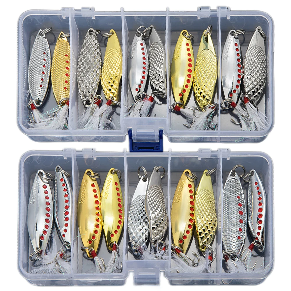 Señuelos de cucharas metálicas surtidas en kit con caja de aparejos - imagen 5