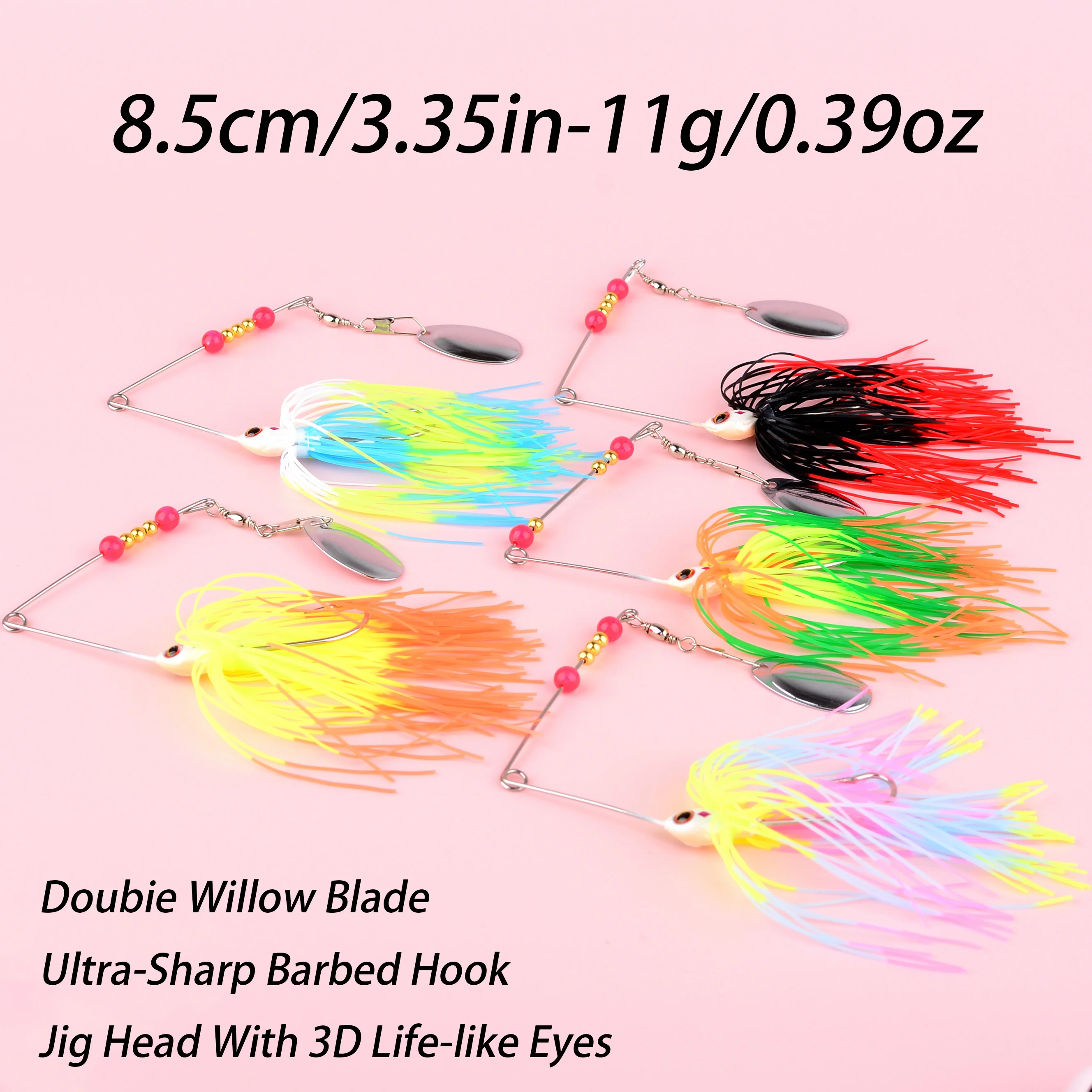 Spinnerbait con faldón para lucio y lubina – cebo metálico giratorio - imagen 3