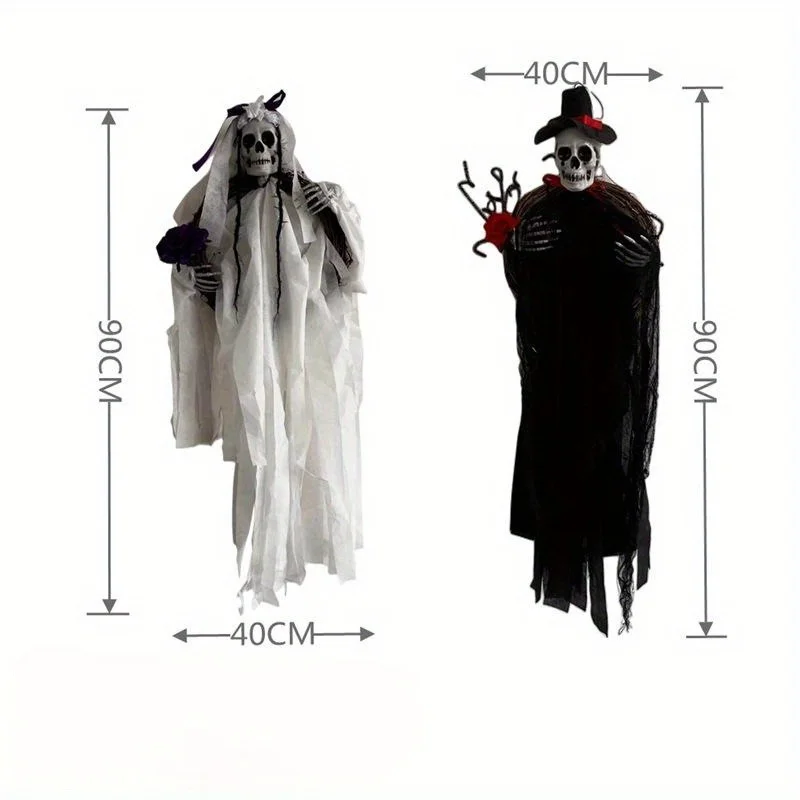 Guirnalda de ratán Halloween con colgante de esqueleto y fantasma