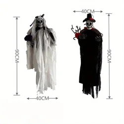 Guirnalda de ratán Halloween con colgante de esqueleto y fantasma