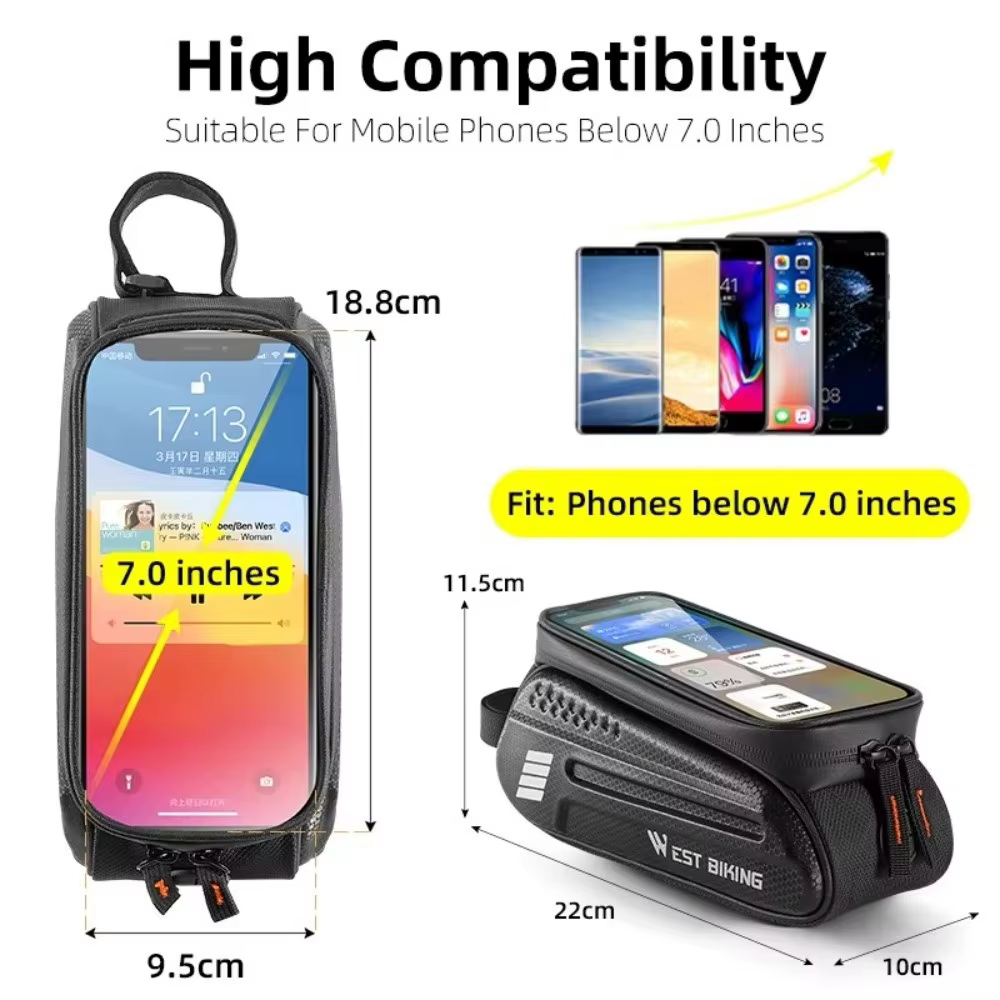 Bolsa impermeable para cuadro bicicleta con pantalla táctil - 7 pulgadas - imagen 5