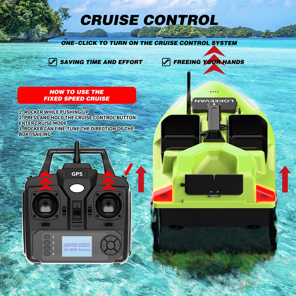 Barco cebador LOKEEVAN con GPS y retorno automático para carpas - imagen 2