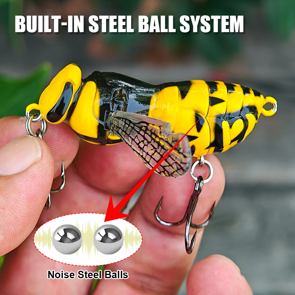 Spinpoler Bionic 3D Wasp señuelo superficie con ala móvil y sonajero - imagen 3