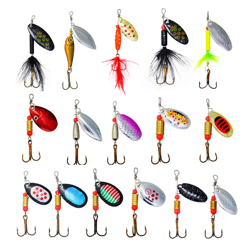 Señuelos manivela y plumas con anzuelos de metal para spinning - imagen 3