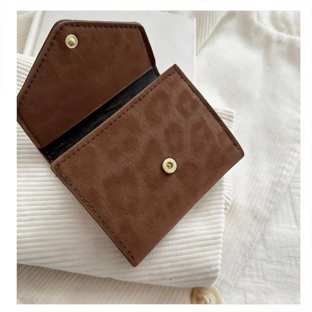 Monedero retro Tri-Fold leopardo con tarjetero compacto