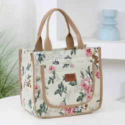 Bolsa térmica impermeable floral gran capacidad para mujer