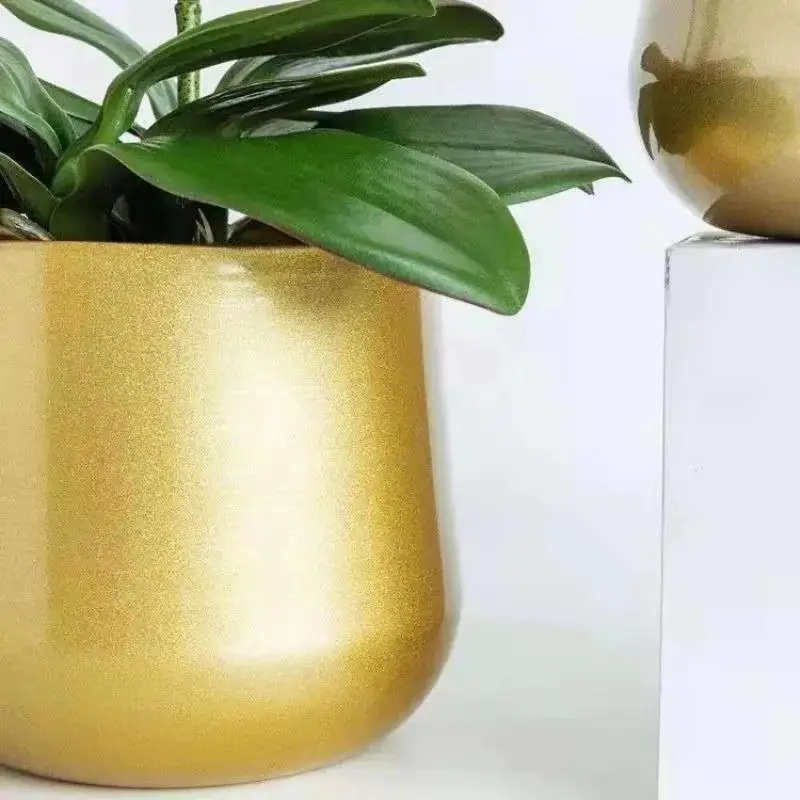 Maceta baja moderna de metal, boca ancha para jardín y hogar - imagen 4