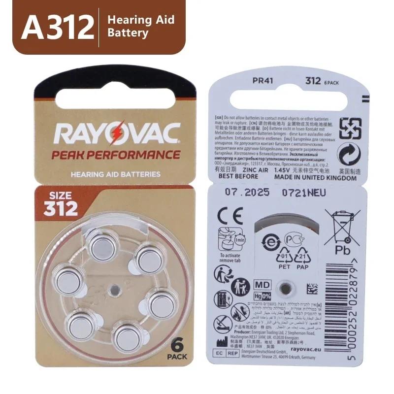 Pilas Rayovac PEAK 312 en blister