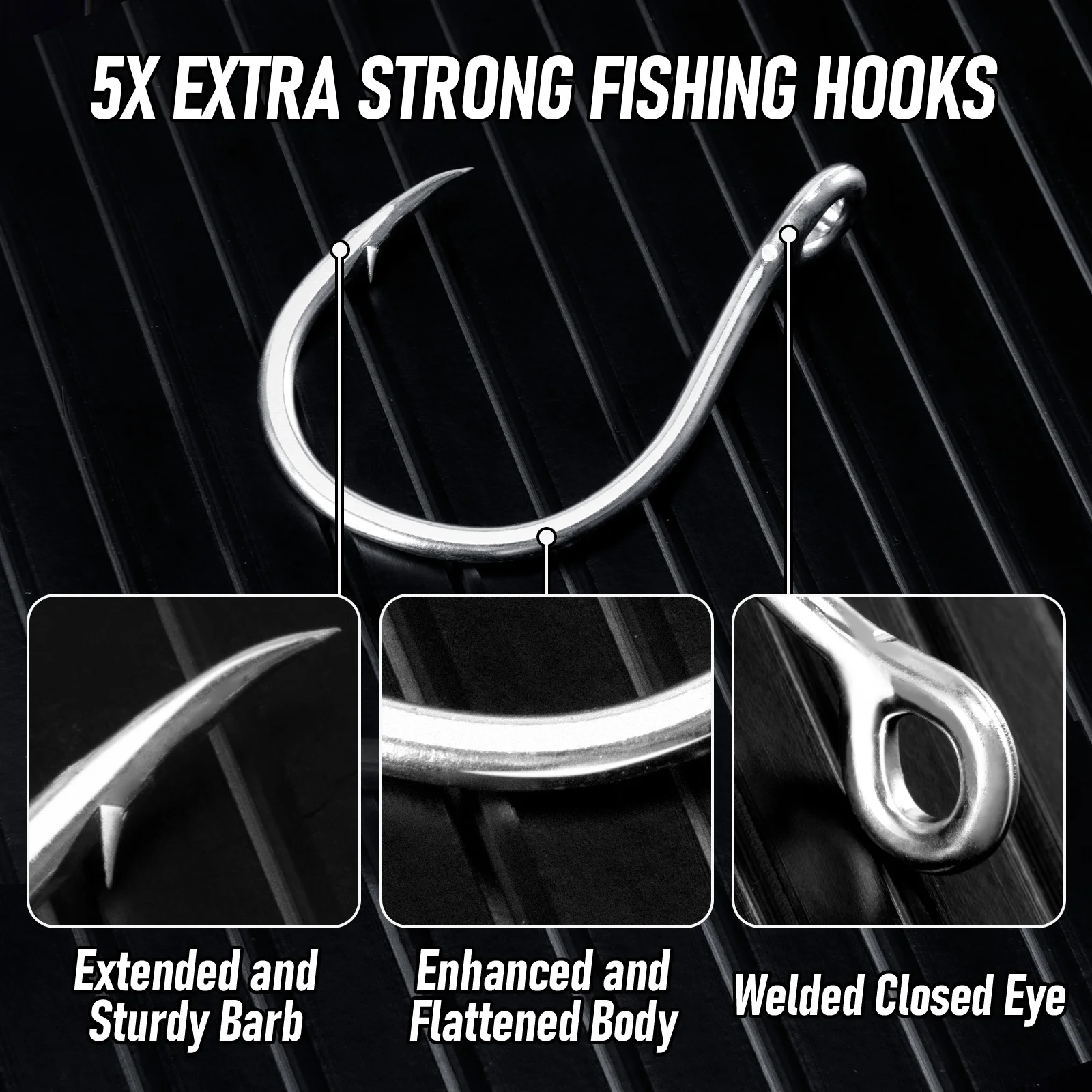 Anzuelos de Pesca Atún Cebo Vivo – Acero Alto Carbono 1/0-9/0 - imagen 4