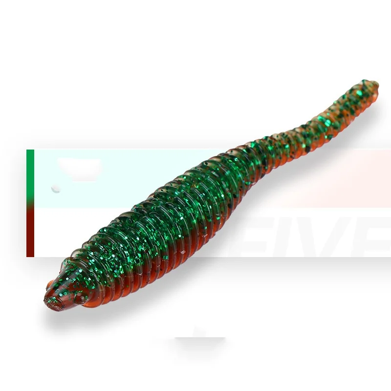 Señuelo de pesca purpurina suave con cola aguja bicolor PVC - imagen 2