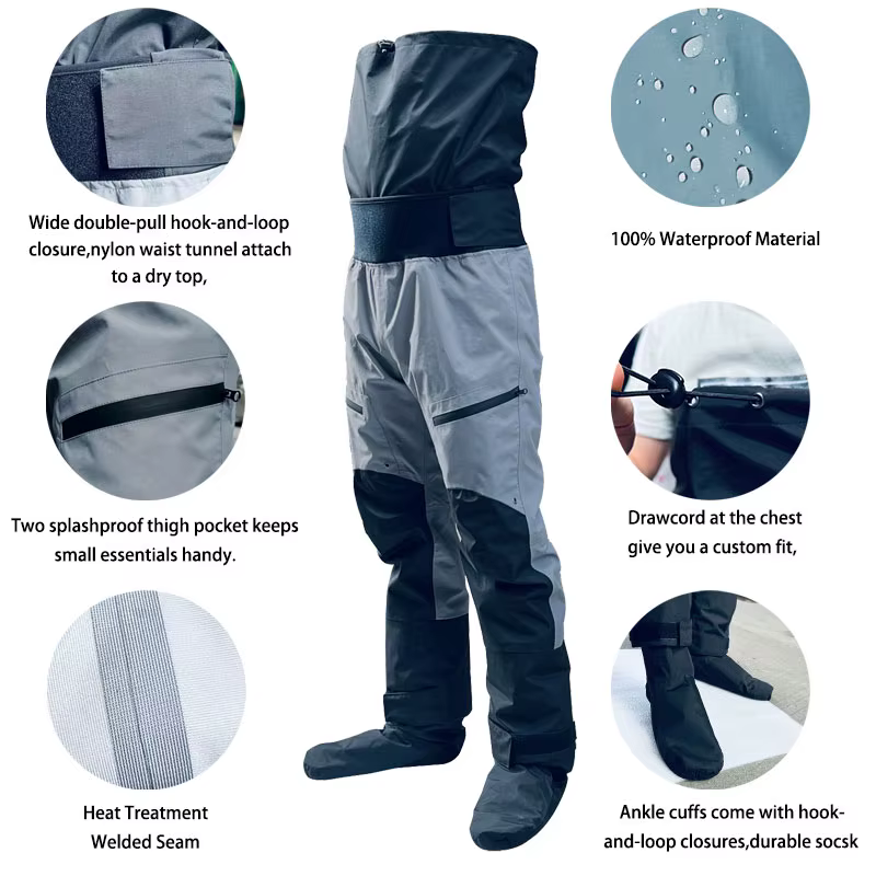 Pantalones traje seco impermeables Kayak Rafting