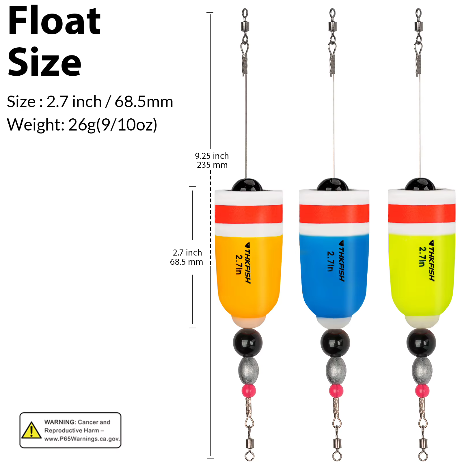 Conjunto completo de THKFISH Flotadores de Pesca de Corcho con Peso, 2.7in 3.7in, para Agua Salada y Agua Dulce