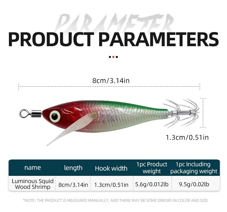 Detalle del señuelo para pesca nocturna