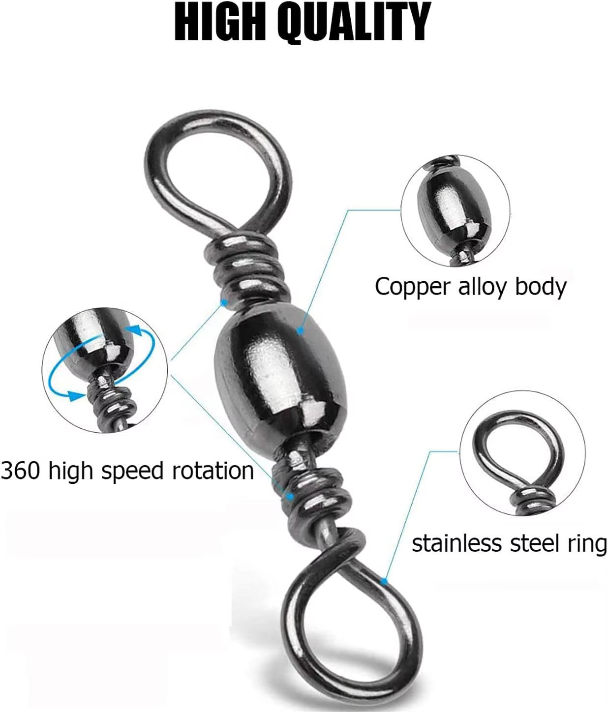 Goture Anzuelos Giratorios Acero Inoxidable – Conector Línea Pesca - imagen 2