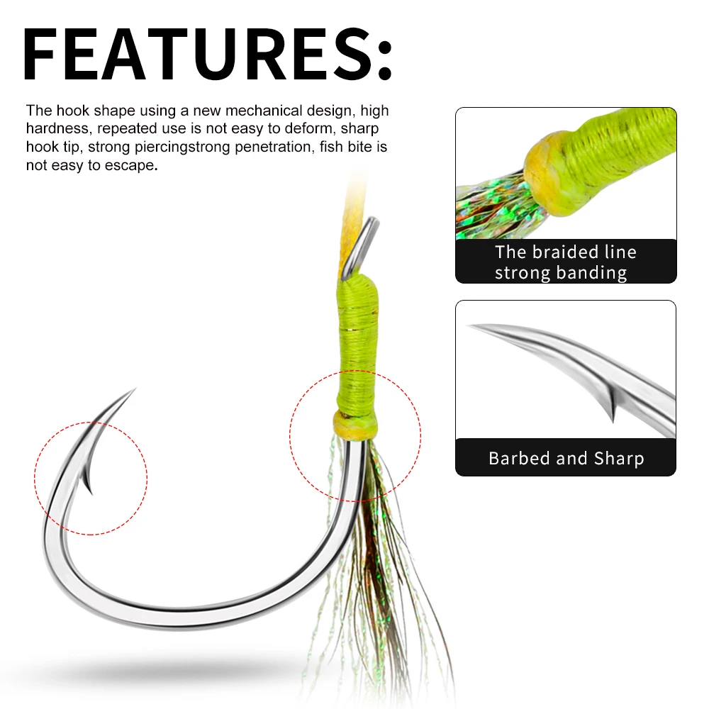 Anzuelos doble Jigging con mosca y pluma PROBEROS para mar - imagen 5