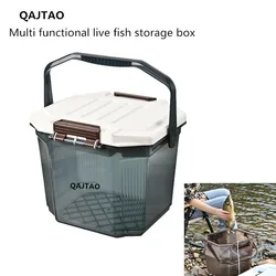 Caja de pesca con asiento, cubo reforzado y tapa para transporte