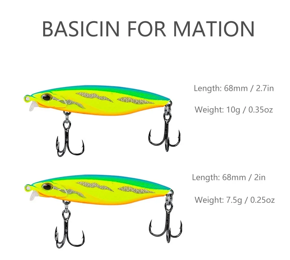 Colección de colores disponibles del señuelo MOOKZZ 68mm