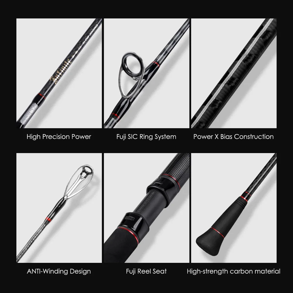 Caña jigging lento NOEBY acción rápida Fuji SIC para GT en agua salada