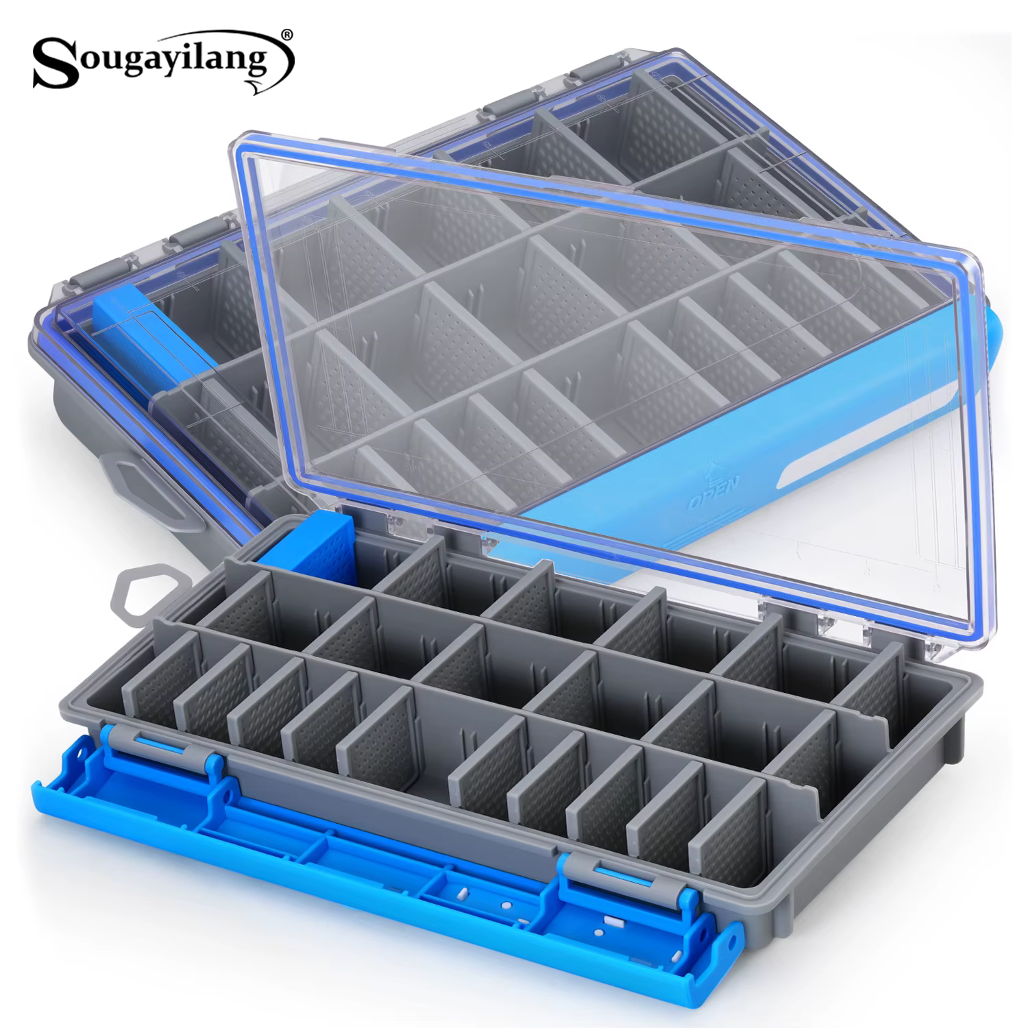 Caja de Pesca Sougayilang Impermeable – Divisores 360° y Módulo Desecante