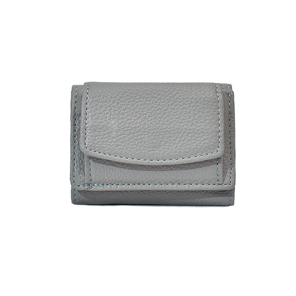 Cartera de cuero PU para mujer, estilo tres pliegues