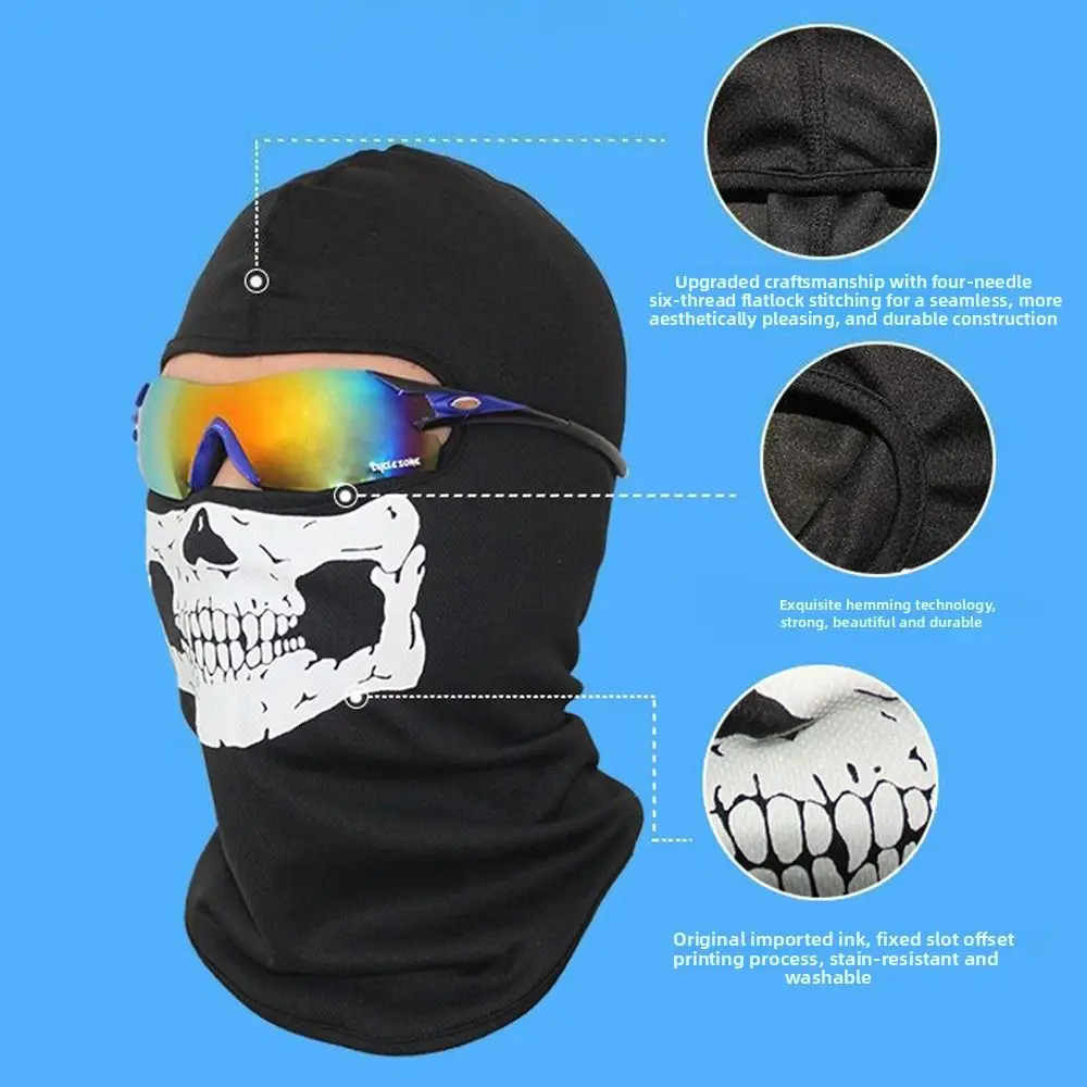 Pasamontañas calavera con protección UV, cortavientos y cuello